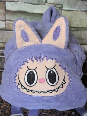 Plush Purple Labubu Monster Kids Backpack-Purple